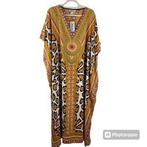 Winlar Kaftan Lounge Dress Animal Print NWT
